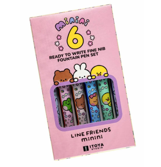 Itoya Line Friends Minini Blade Fountain Pen Set - Pack of 6