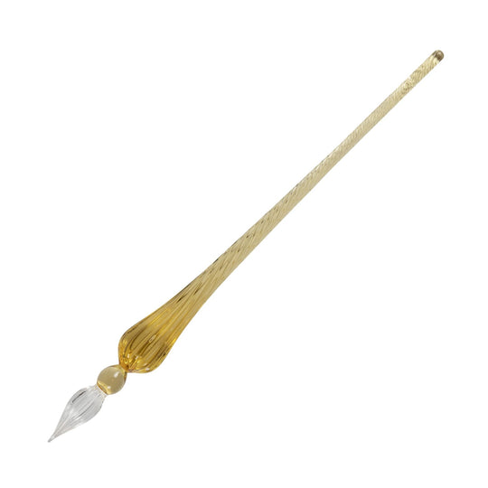 J. Herbin Glass Dip Pen in Amber Tapered Spiral Handle with Frosted Glass