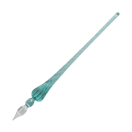 J. Herbin Glass Dip Pen in Turquoise Tapered Spiral Handle with Frosted Glass