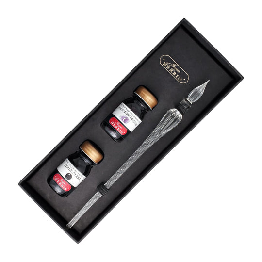 J. Herbin Round Glass Pen and Ink Set in Clear