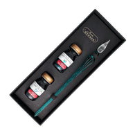 J. Herbin Round Glass Pen and Ink Set in Turquoise