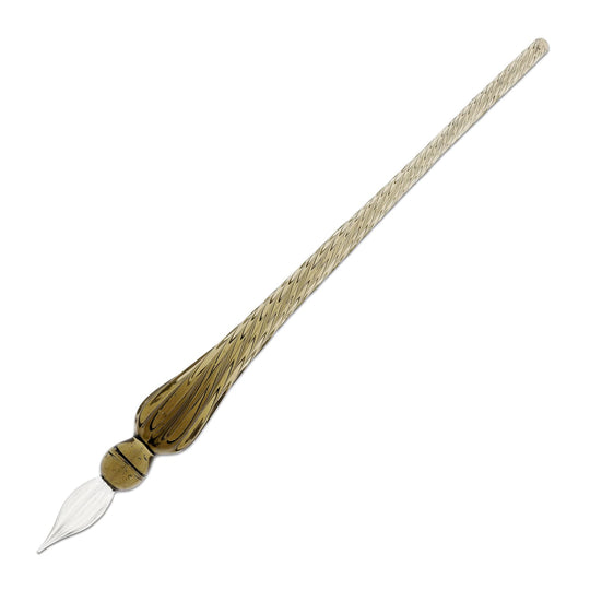 J. Herbin Round Glass Pen in Black Tapered Spiral Handle with Frosted Glass