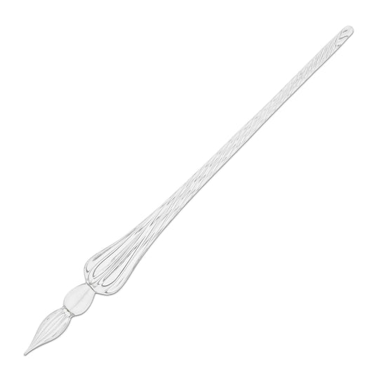 J. Herbin Round Glass Pen in Clear Tapered Spiral Handle with Frosted Glass