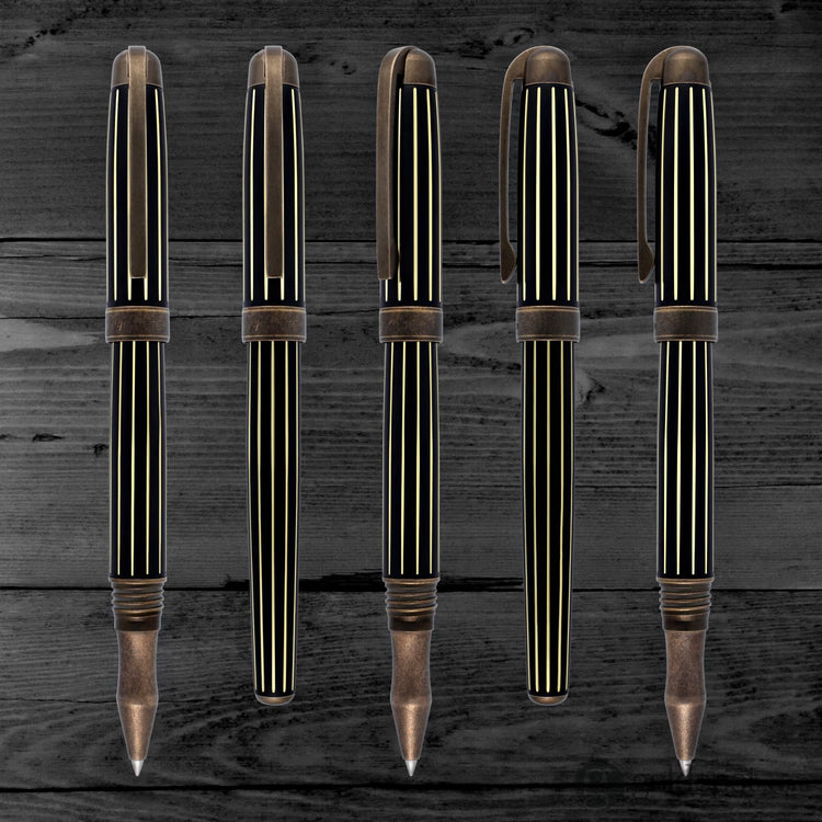 Laban Antique II Rollerball Pen in Copper with Lines Rollerball Pen