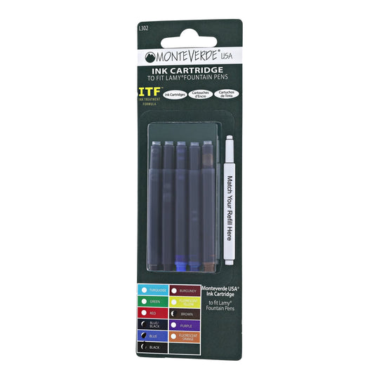 Lamy Fountain Ink Cartridges in Rainbow Colors by Monteverde - 2 Packs of 5