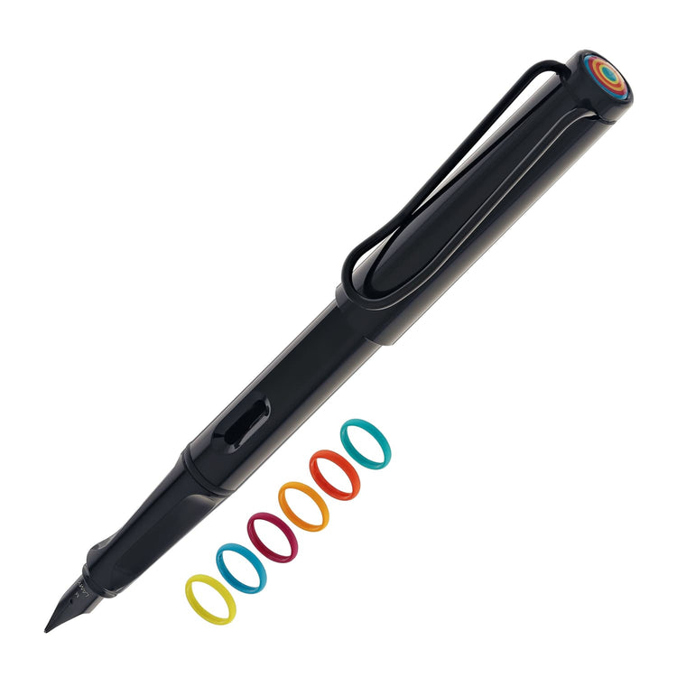 Lamy Safari Fountain Pen In All Black Multi Ring Set Special Edition Fountain Pens