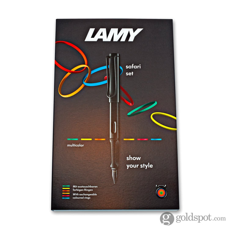 Lamy Safari Fountain Pen In All Black Multi Ring Set Special Edition Fountain Pens