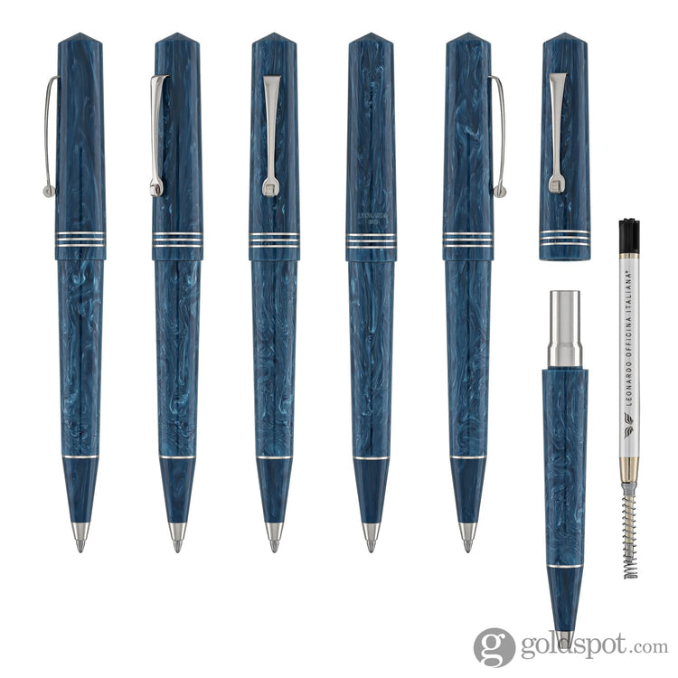 Leonardo Momento Zero Ballpoint Pen in Blue Positano Silver Trim Ballpoint Pens