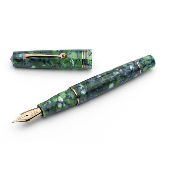 Leonardo Momento Zero Fountain Pen in Iride Green Blue 2021 with Gold Trim