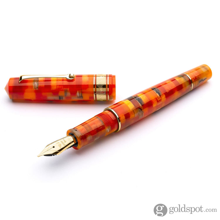 Leonardo Mosaico Fountain Pen in Mango Stainless Steel Nib Broad / Gold Fountain Pen