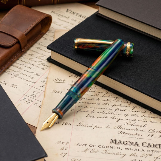 Magna Carta MAG 650 Fountain Pen in OPAREX Lava Black - 14kt Gold Flex Nib