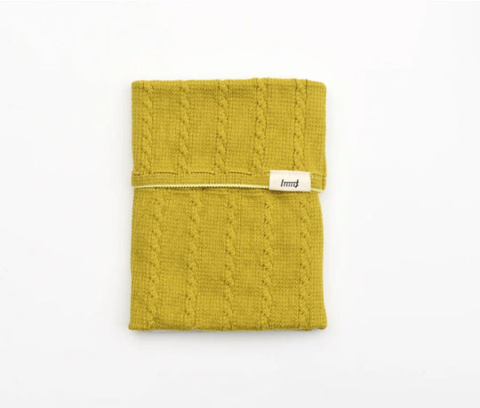 Midori Knitted Book Band with Pockets A6 to B6 in Lime Yellow