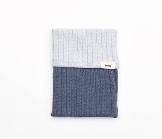 Midori Knitted Book Band with Pockets A6 to B6 in Two-tone Blue Light