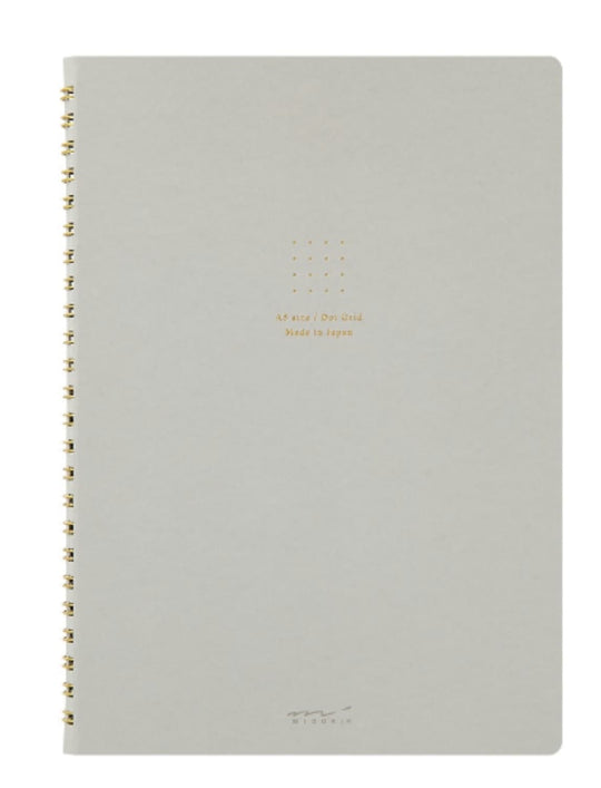Midori Soft Color Ring A5 Notebook in Gray - Dot Grid