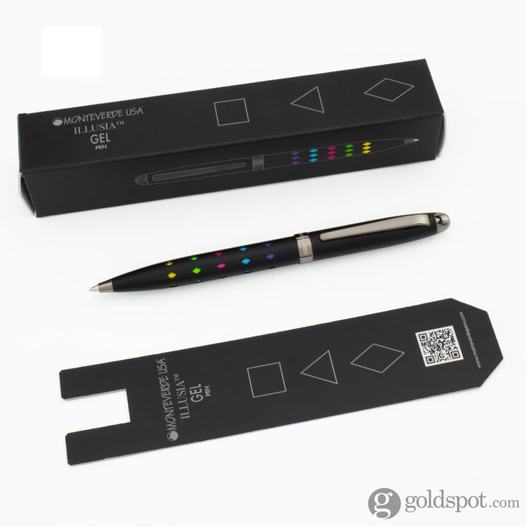 Monteverde Illusia Gel Pen in Diamond Shapes Black Matte with Gunmetal Trim Gel Pen
