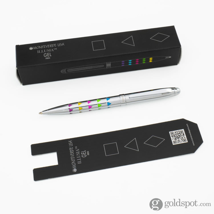 Monteverde Illusia Gel Pen in Triangle Shapes Chrome with Chrome Trim Gel Pen