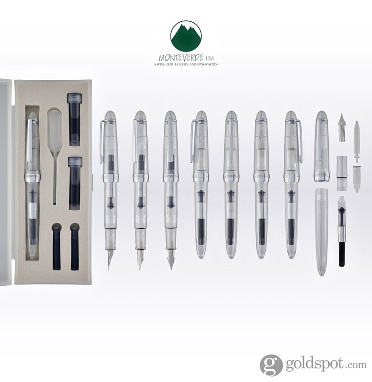 Monteverde Monza ID Fountain Pen in Clear - Flex Nib