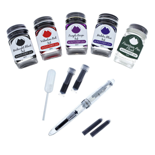Monteverde Monza ID Fountain Pen Set in Clear - Flex Nib