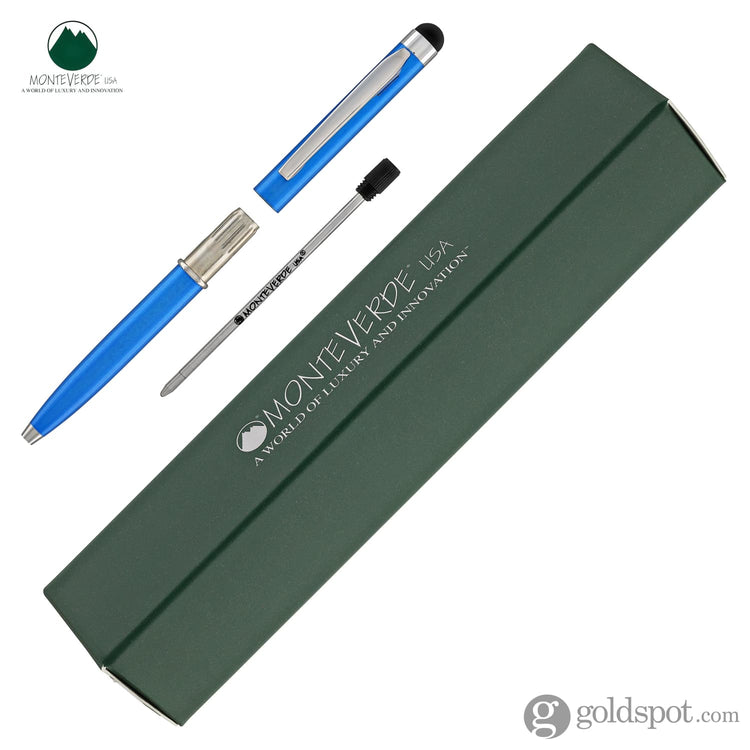 Monteverde Poquito Stylus Ballpoint Pen in Cobalt Blue with Chrome Trim Ballpoint Pens