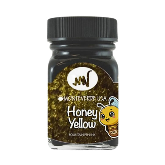 Monteverde USA Bottled Ink in Honey Yellow (Black with Gold Glitter) - 30mL