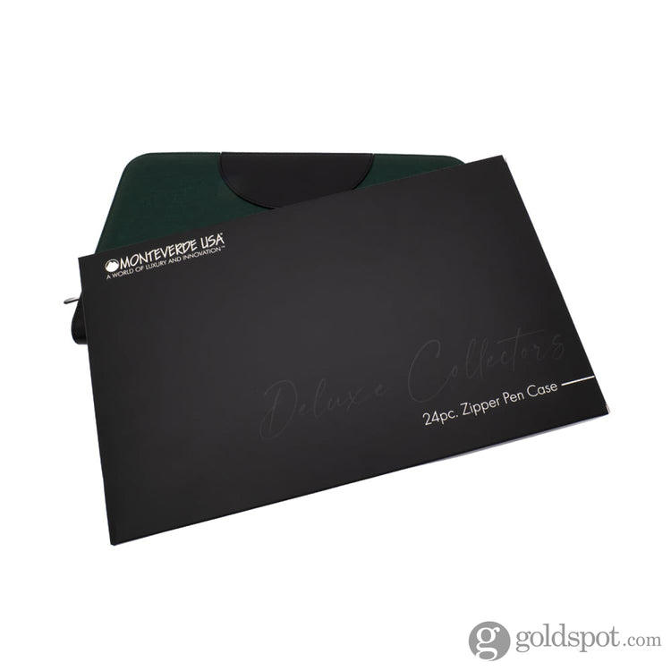 Monteverde Vegan Leather Zippered 24 Pen Case in Green/Black Pen Cases