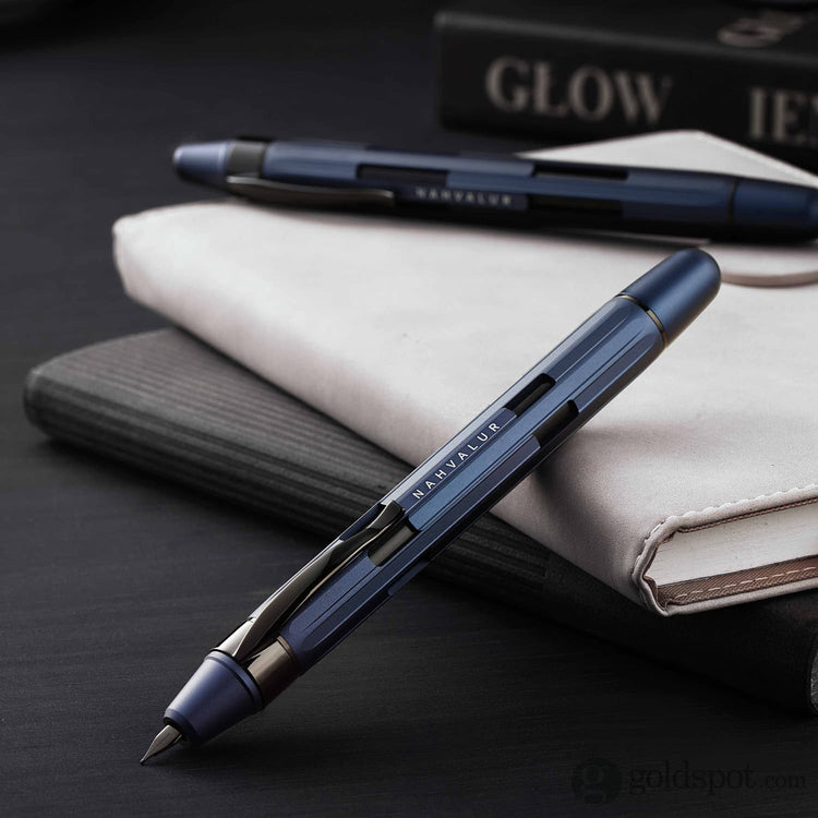 Nahvalur Eclipse Retractable Fountain Pen in Cobalt with Black Trim Fountain Pen