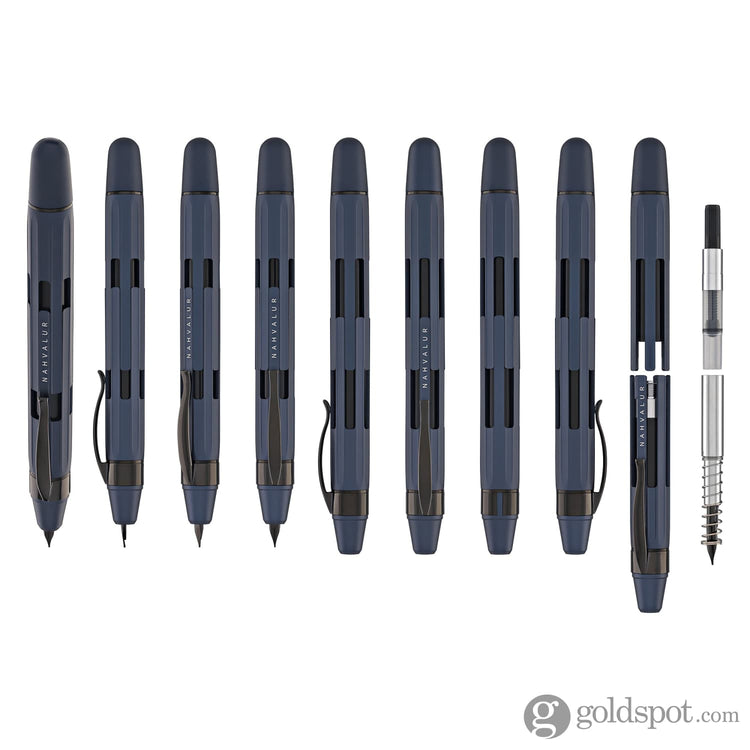 Nahvalur Eclipse Retractable Fountain Pen in Cobalt with Black Trim Fountain Pen