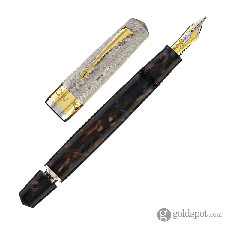 Omas Bologna Fountain Pen in Galassia Argento with Gold Trim 14K Fountain Pen