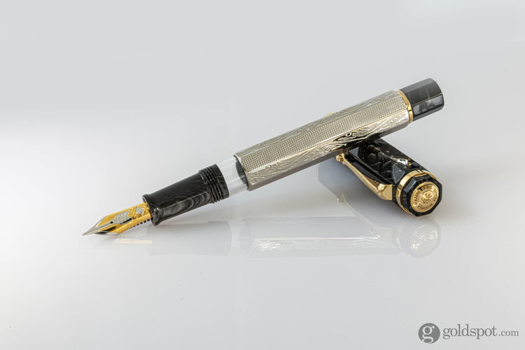 Omas Cobra Fountain Pen in Silver Guilloché - 14K Fountain Pen