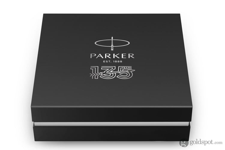 Parker Duofold 135th Anniversary Centennial Fountain Pen in Black with Chrome Trim - 18K Gold Fountain Pen