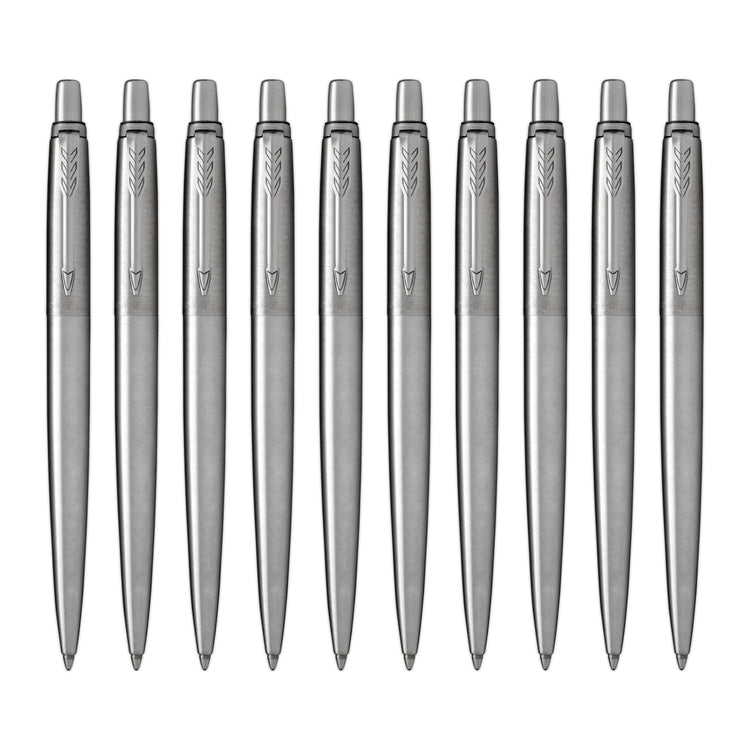 Parker Jotter Ballpoint Pen in Stainless Steel - Pack of 10 Ballpoint Pen