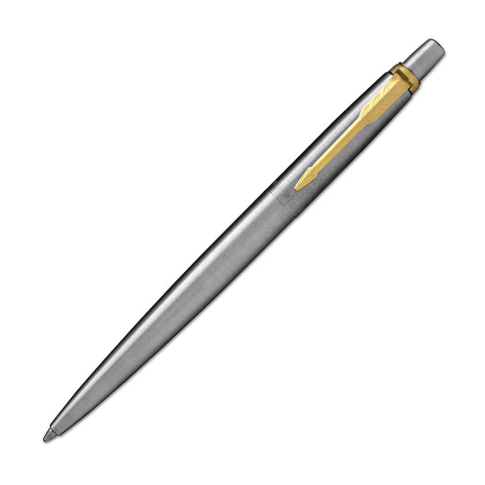 Parker Jotter Ballpoint Pen in Stainless Steel with Gold Trim - Giftboxed