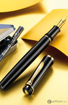 Pelikan M200 Fountain Pen in Black with Gold Trim - Broad Point