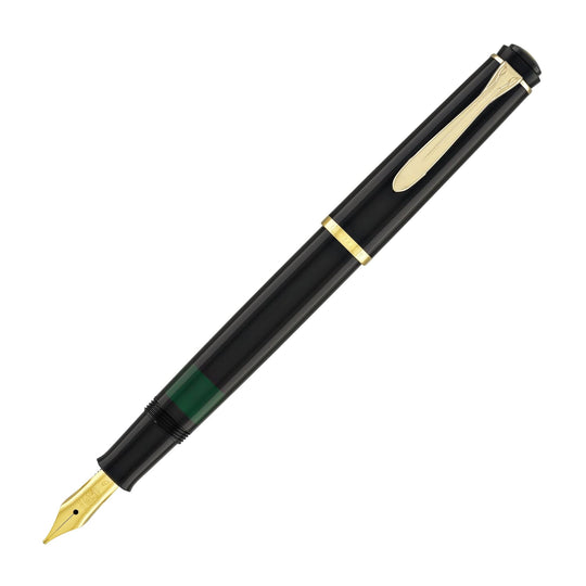 Pelikan M200 Fountain Pen in Black with Gold Trim - Broad Point