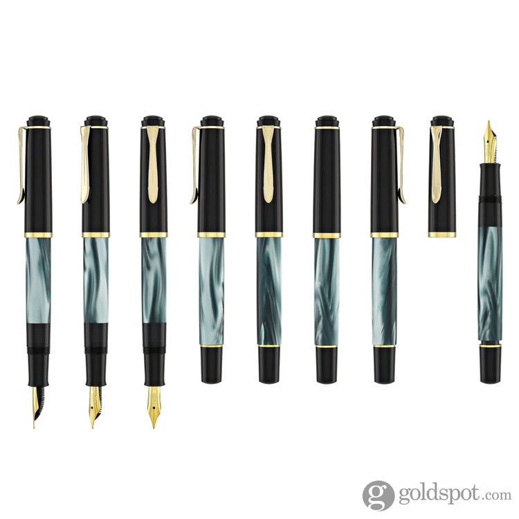 Pelikan M200 Series Fountain Pen in Green Marble with Gold Trim