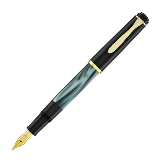 Pelikan M200 Series Fountain Pen in Green Marble with Gold Trim