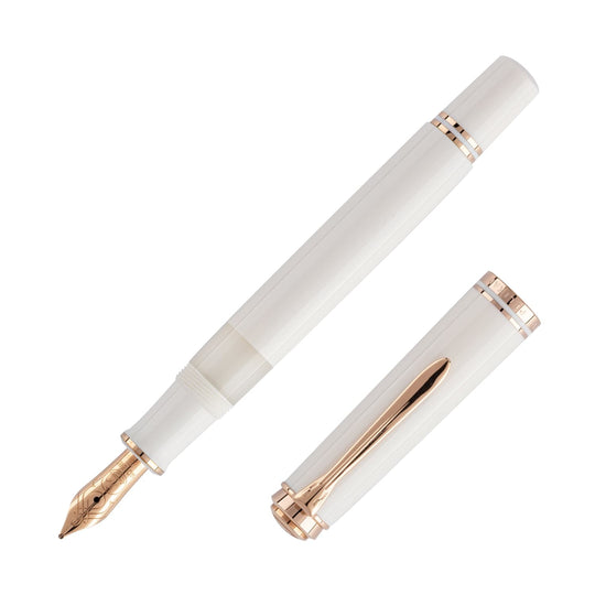 Pelikan Souveran 600 Fountain Pen in White & Rose Gold Trim
