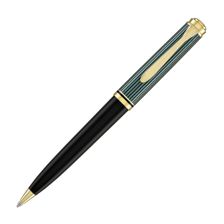 Pelikan Souveran K800 Ballpoint Pen in Black & Green with Gold Trim Ballpoint Pens