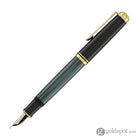 Pelikan Souveran M600 Fountain Pen in Black & Green with Gold Trim - 14K Gold Fountain Pen
