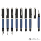 Pelikan Souveran M805 Fountain Pen in Black & Blue with Silver Trim - 18K Gold Fountain Pens