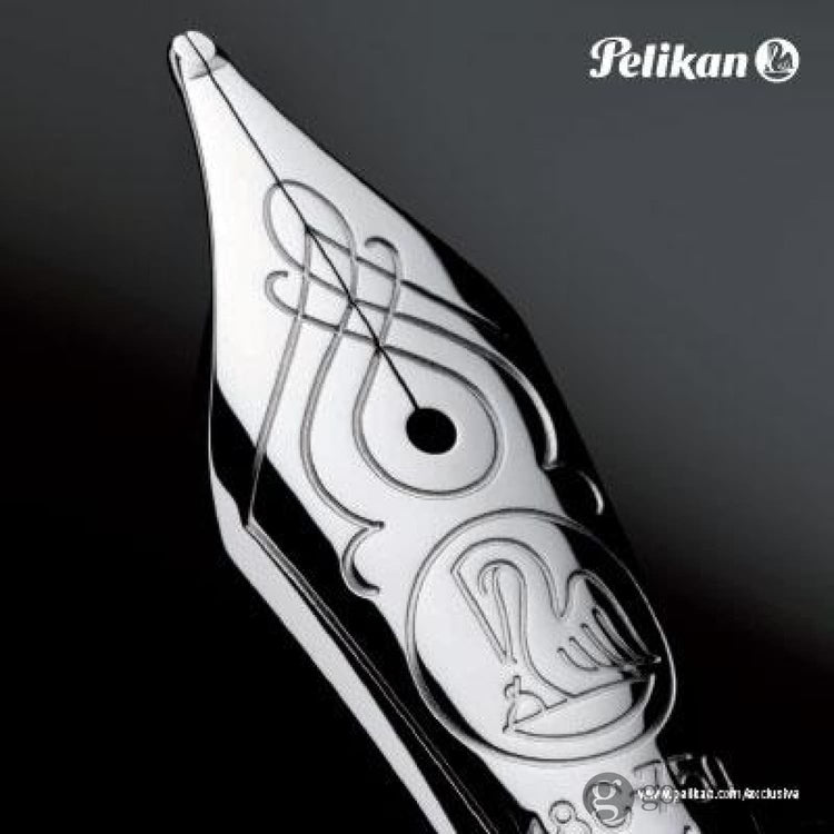 Pelikan Souveran M805 Fountain Pen in Black & Blue with Silver Trim - 18K Gold Fountain Pens
