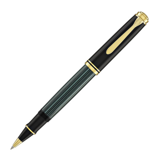Pelikan Souveran R800 Rollerball Pen in Black & Green with Gold Trim