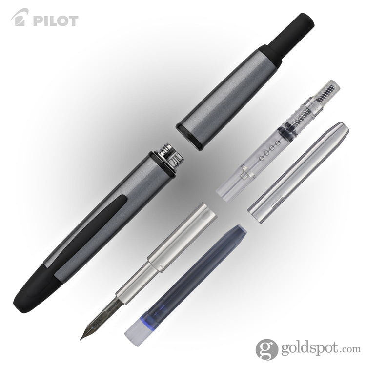 Pilot Vanishing Point Fountain Pen in Gun Metal Gray & Matte Black - 18K Gold Fountain Pen