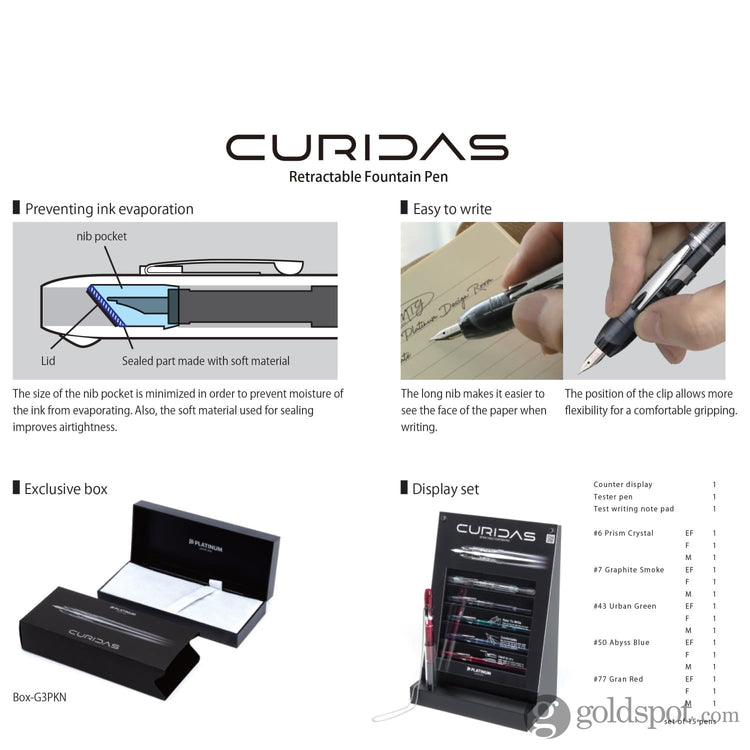 Platinum Curidas Retractable Urban Green Fountain Pen Fountain Pen