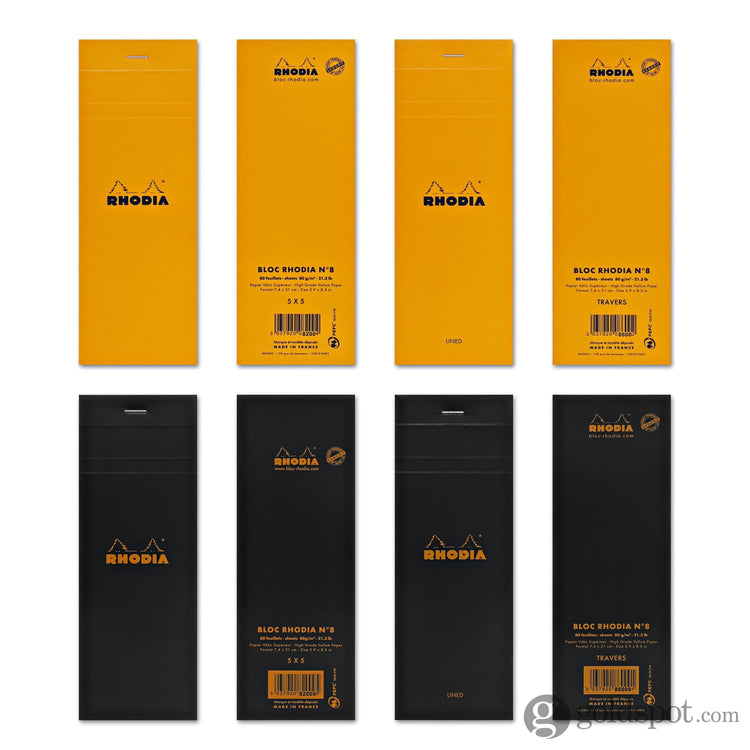 Rhodia No. 8 Staplebound 3 x 8.25 Notepad in Black Notepad