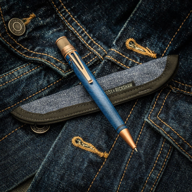 Rickshaw Bagworks Solo Pen Sleeve Retro 51 Denim Blue Pen Cases