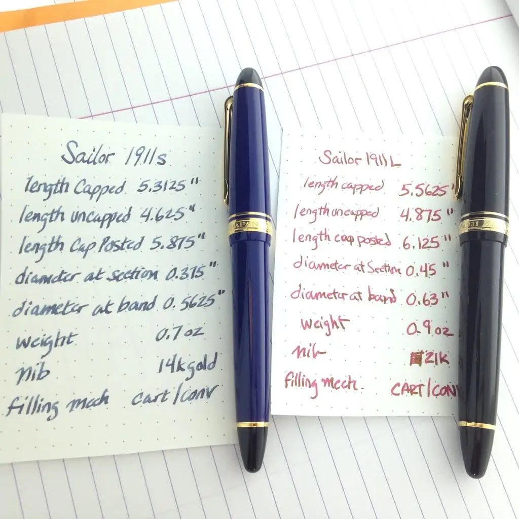 sailor 1911 comparison dimensions stats