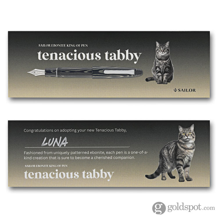 Sailor 1911 King of Pens Fountain Pen in Ebonite ’Tenacious Tabby’ - 21K Gold Fountain Pen
