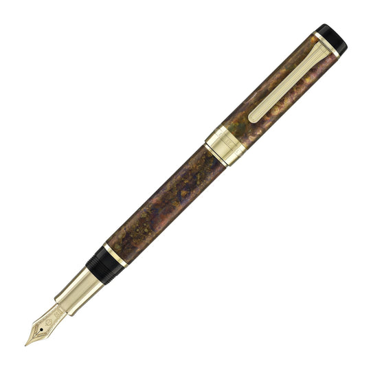 Sailor Cylint Fountain Pen in Brown Patina Hanmon-Kujiyaku with Gold IP Trim - 21kt Gold Nib