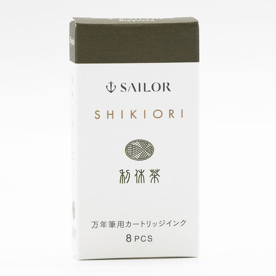 Sailor Four Seasons Shikiori Ink Cartridges in Rikyu-Cha (Tea Green Brown) Pack of 8
